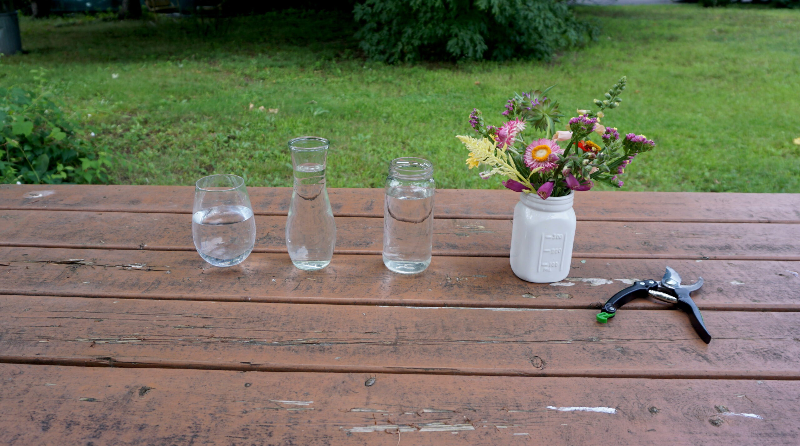 clear vases on a table