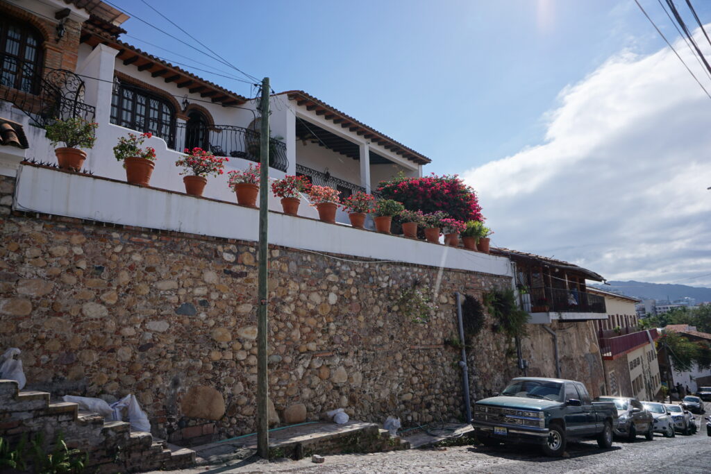 Street with flowers, Puerto Vallarta Mexico