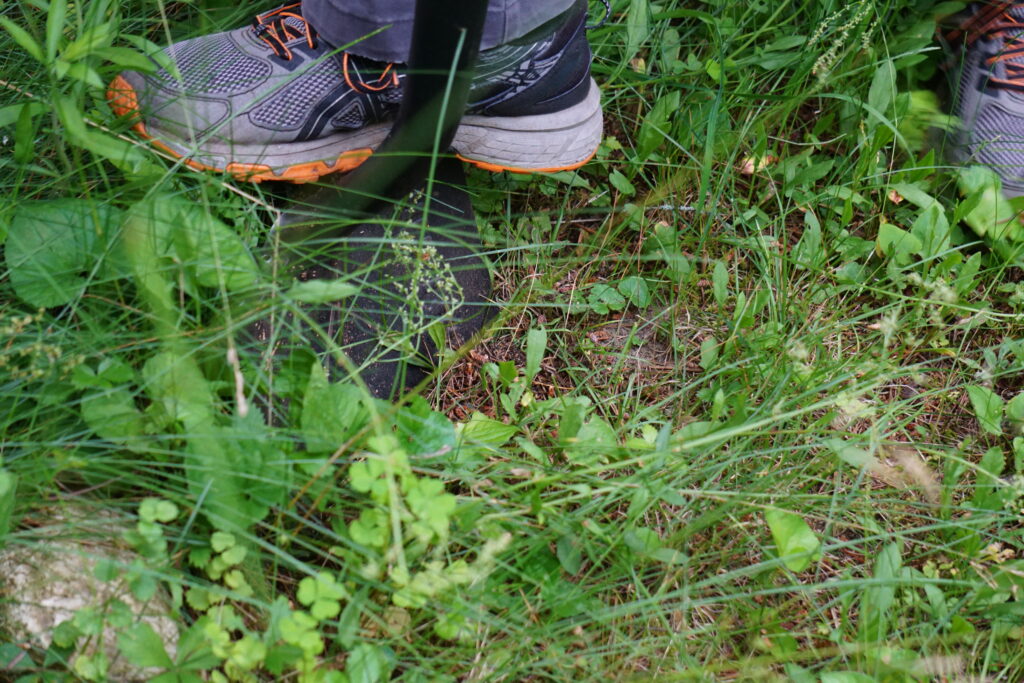 foot with shovel in ground