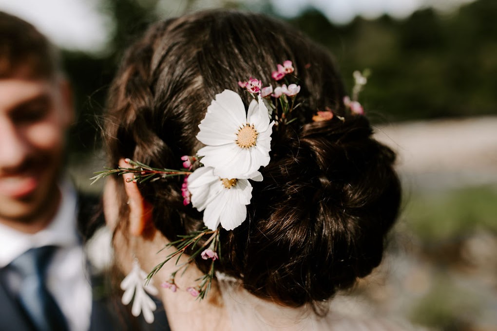 flowers in hair updo