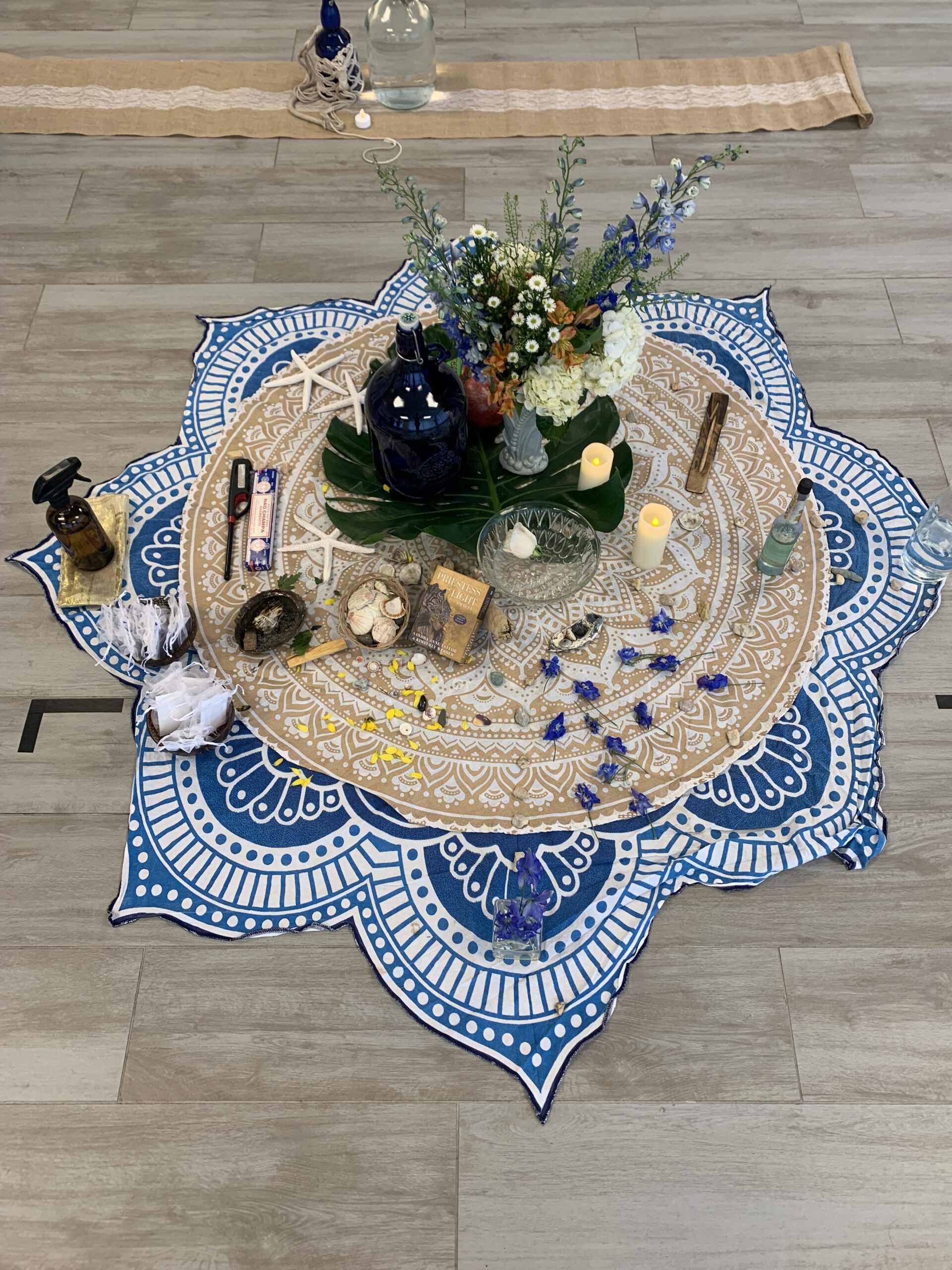 Altar with floral bouquet